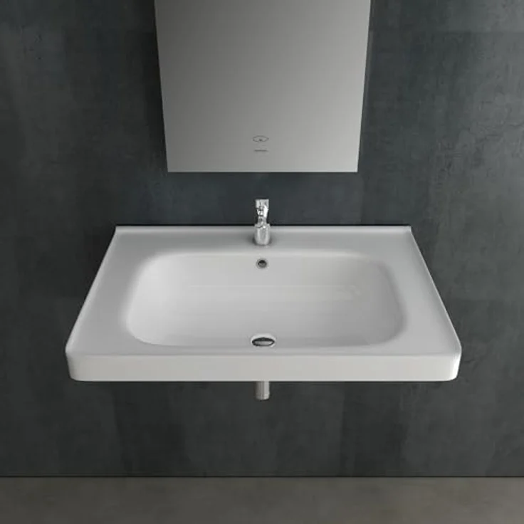 Alpenberger Waschbecken 65 cm Breit | Gäste WC & Badezimmer | Waschtisch Eckig | Hängewaschbecken Wandmontage | Handwaschbecken mit Nano | Bathroom Sink für Moderne Waschplätze – Bild 4