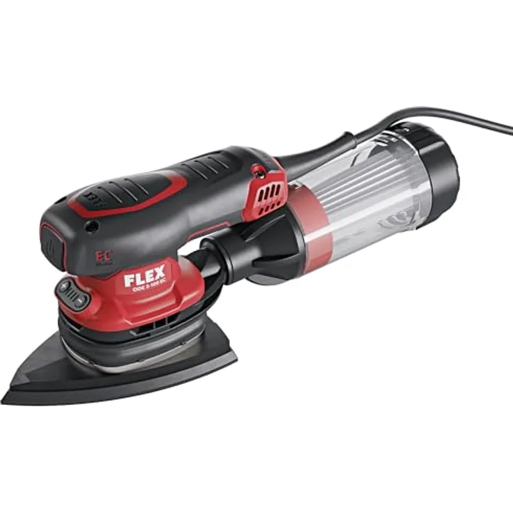 Flex Deltaschleifer ODE 2-100 EC, Ergonomischer Deltaschleifer mit Drehzahlregelung, Klett-Schleifteller und PES-Microfilter, schwarz-rot, 230 V