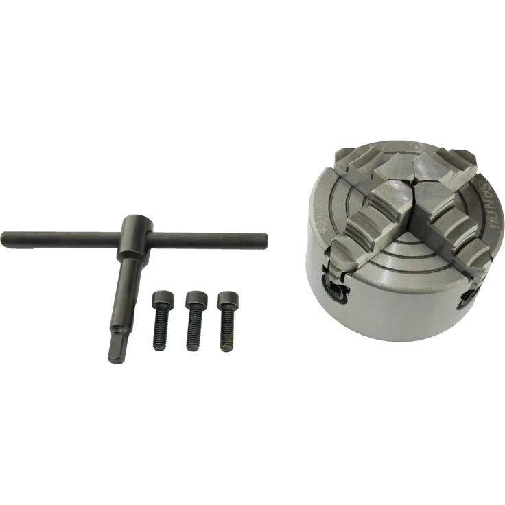 Rotwerk Planscheibe 8 cm, mit Spannbacken und Umkehrbacken, für Drehmaschinen mit 55 mm Pass-Sitz