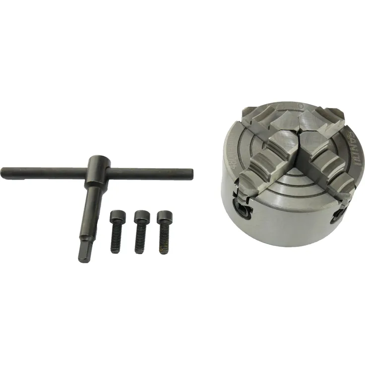 Rotwerk Planscheibe 8 cm, mit Spannbacken und Umkehrbacken, für Drehmaschinen mit 55 mm Pass-Sitz