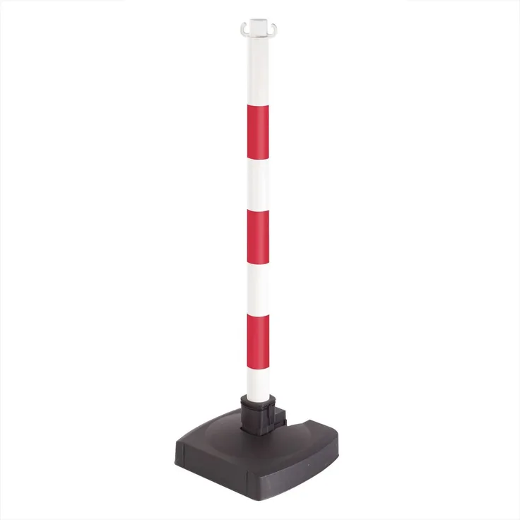 Moravia GmbH GUARDA-Flex Ketten-Warnständer zum Umklappen, rot-weiß oder schwarz-gelb, höhenverstellbar 900 mm, robust, mit klappbarer Fußplatte