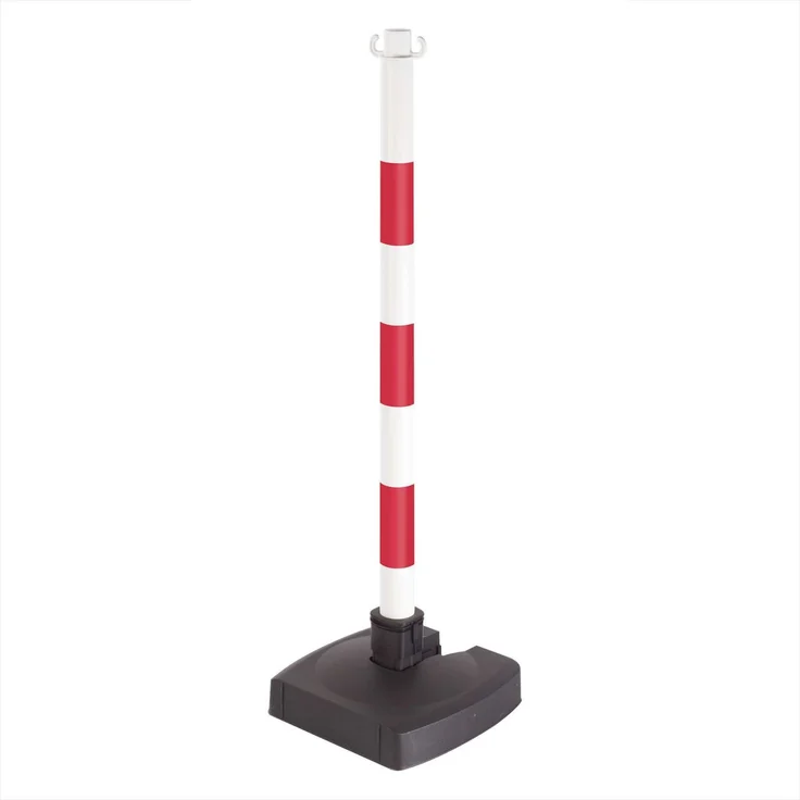 Moravia GmbH GUARDA-Flex Ketten-Warnständer zum Umklappen, rot-weiß oder schwarz-gelb, höhenverstellbar 900 mm, robust, mit klappbarer Fußplatte
