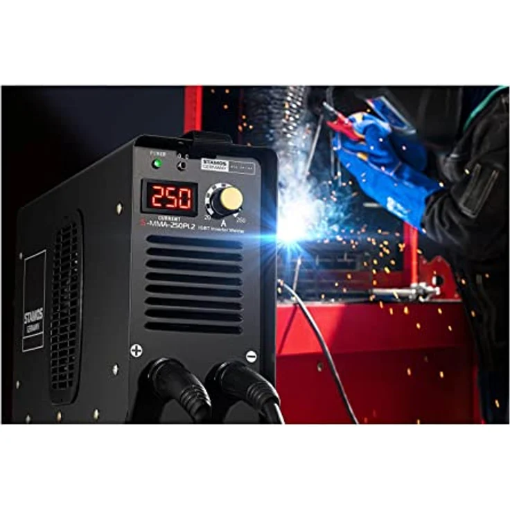 Stamos Germany Elektroden Schweißgerät Inverter S-MMA-250PI.2 E-Hand MMA - 250 A - 8 Meter Kabel - Hot Start - PRO – Bild 4