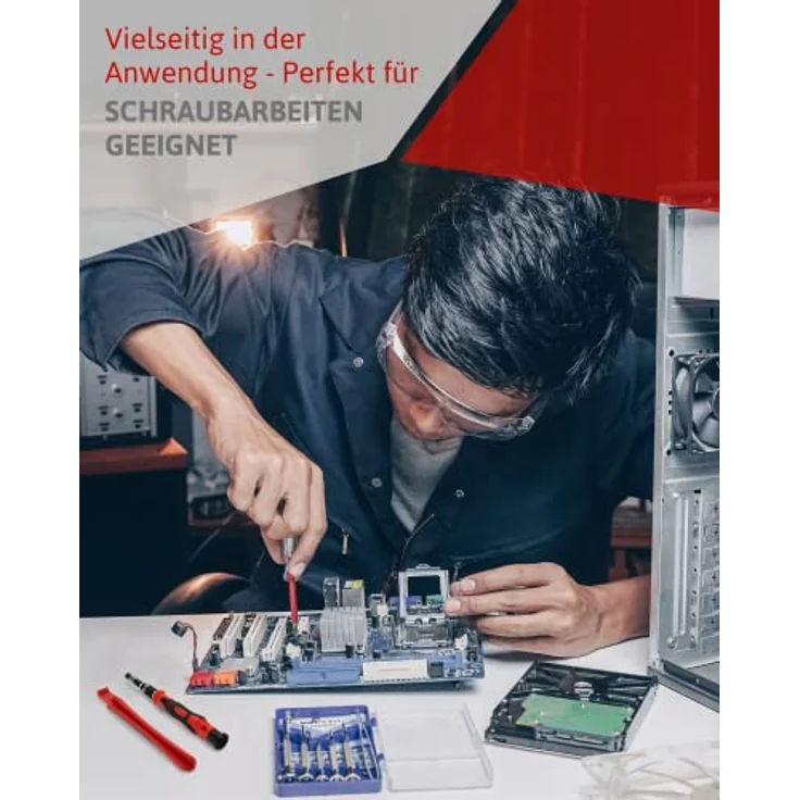 Red Tools Feinmechanik Bit-Set mit Schraubendreher, Präzisionsbits & Demontage-Zubehör - Reparatur-Set für Smartphone, Laptop, Computer - 119 Teile – Bild 5