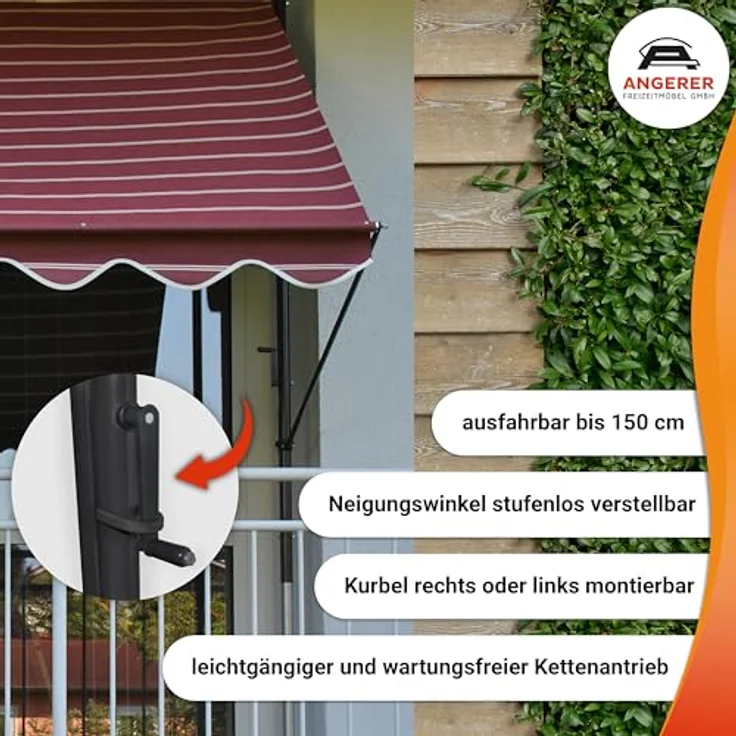 Klemmmarkise Exklusiv 200 cm Nr. 2200 braun – Bild 5