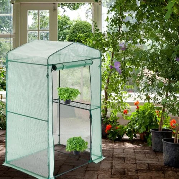 HATTORO Foliengewächshaus Gartenhaus Gewächshaus Tomatenhaus Grün Durchsichtig – Bild 2