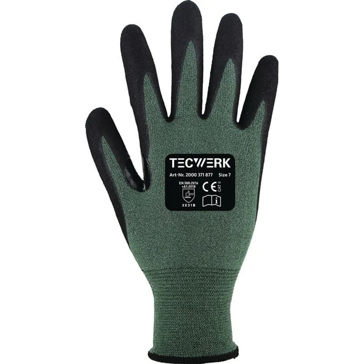 ASATEX AG Schnittschutzhandschuhe Mosel Gr.9, grün/schwarz, EN 388, Schnittschutzlevel B, 10 Paare