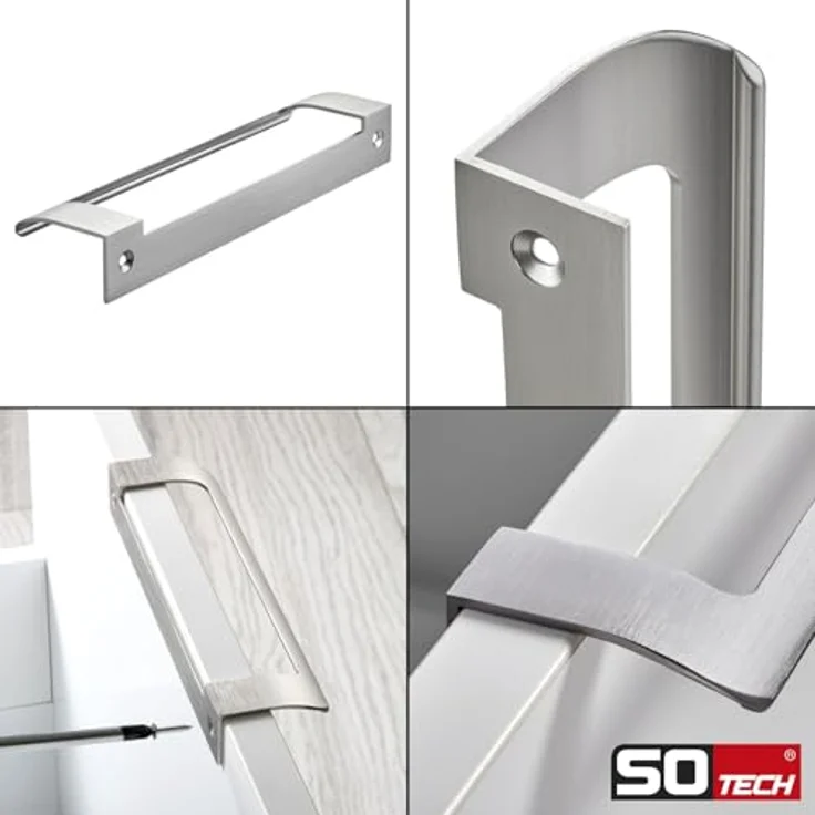 SOTECH Möbelgriff LYS BA 160 mm Edelstahloptik Designgriff 2er Set für Falt- und Schiebetüren – Bild 2