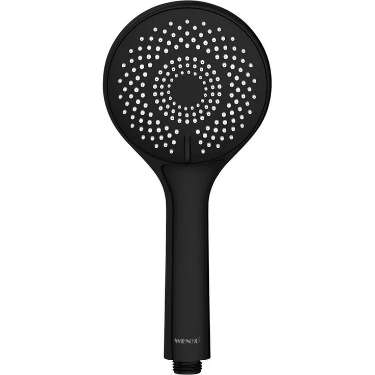 WENKO Handbrause Watersaving, Schwarz matt, Ø 11 cm, Nachhaltige Duschbrause mit Regen-, Massage- und Intensivfunktion – Bild 1