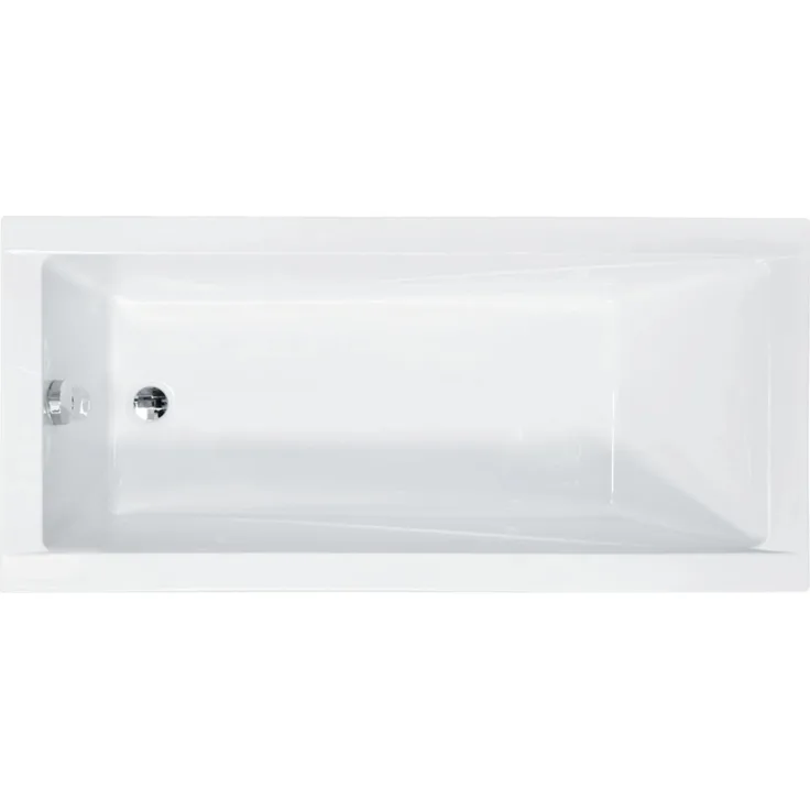 Bad Land Badewanne MODERN Rechteck 160x70 cm, schneeweiß, mit Kopfstütze KODI und automatischem Siphon