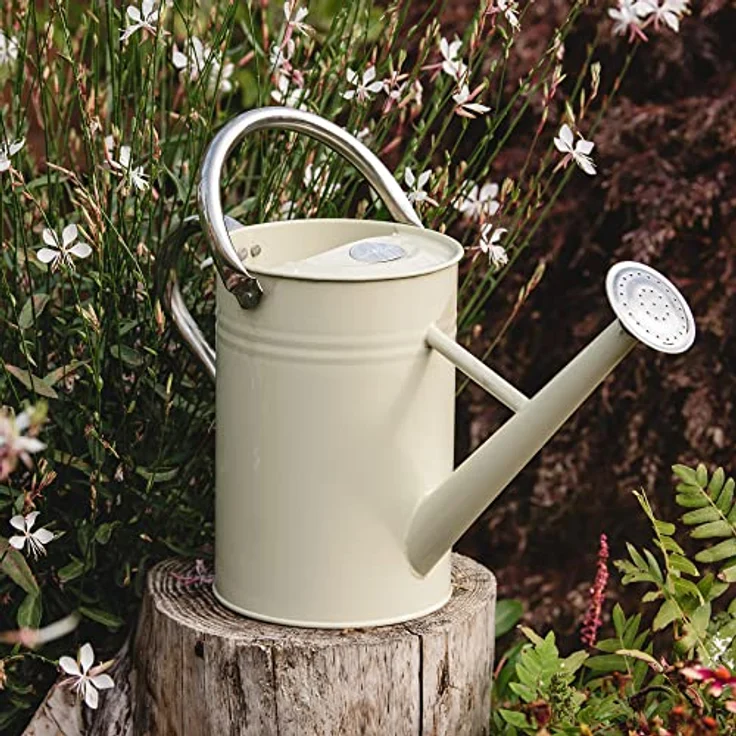 Kent & Stowe Gießkanne Creme 9L Stahl, Klappbarer Griff, Brausekopf – Bild 2