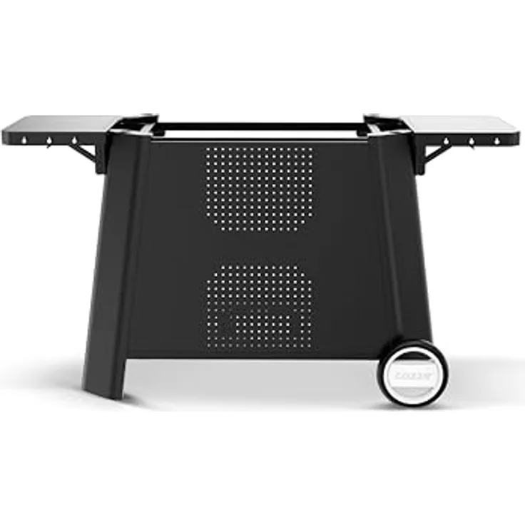 cozze® Vielseitiger Rollbarer Grilltisch Outdoor, 1460 x 700 x 745 mm, Praktischer Grillwagen ohne Grill, Klappbare Seitentische, Elegantes schwarzes Design