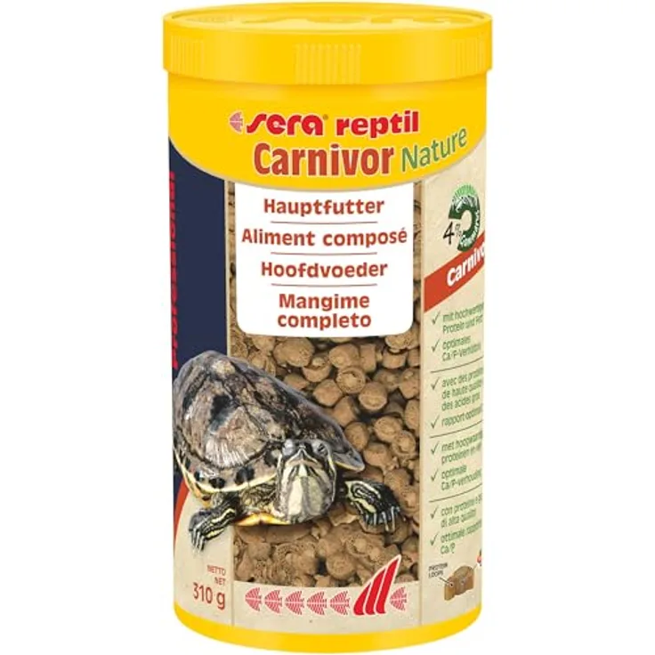 sera reptil Professional Carnivor Nature 1000 ml, Schildkrötenfutter für Wasserschildkröten, reich an Proteinen & Omega-Fettsäuren, unterstützt Knochen- & Panzerwachstum