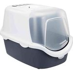 Trixie T40341 40341 Katzentoilette Vico Open Top, mit Haube, 40 × 40 × 56 cm, blaugrau/weiß