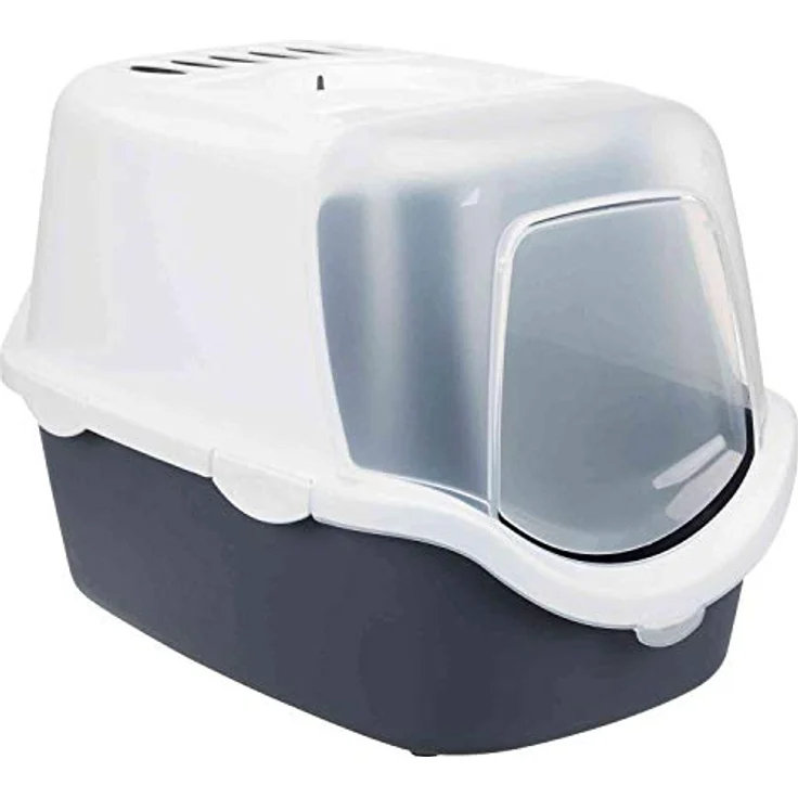 Trixie T40341 40341 Katzentoilette Vico Open Top, mit Haube, 40 × 40 × 56 cm, blaugrau/weiß – Bild 1