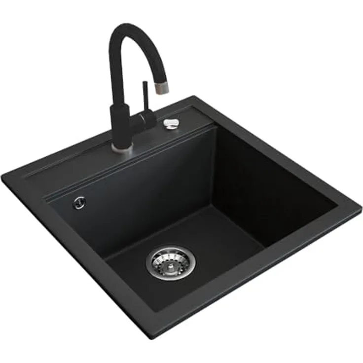 Bergström Spülbecken Schwarz 49 x 50 cm mit Trockenplatz