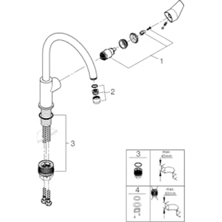 Grohe BauEdge 31367001, Einhandmischer Küchenarmatur mit 360° Schwenkbereich und hohem Auslauf, Chromoberfläche – Bild 7
