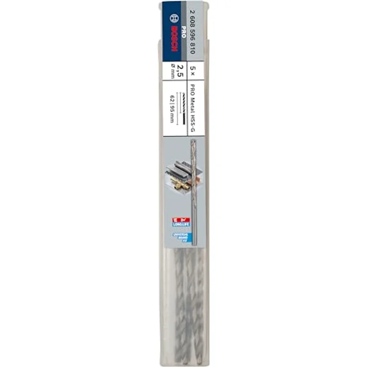 Bosch Professional Metallbohrer HSS-G geschliffen mit langer Arbeitslänge (5 Stück, Ø 2,5 mm) - Preisvergleich – Bild 2