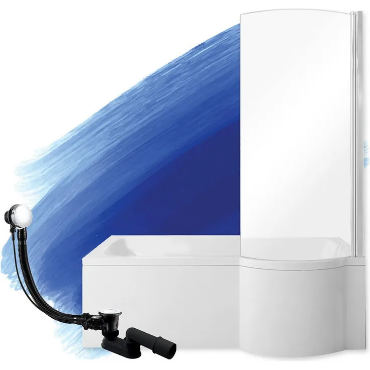 KOLMAN Badewanne Rechteck Inspiro 150x70, links/rechts, seitlicher Ablauf, inklusive GRATIS Ablaufgarnitur & Füße, Made in Europe