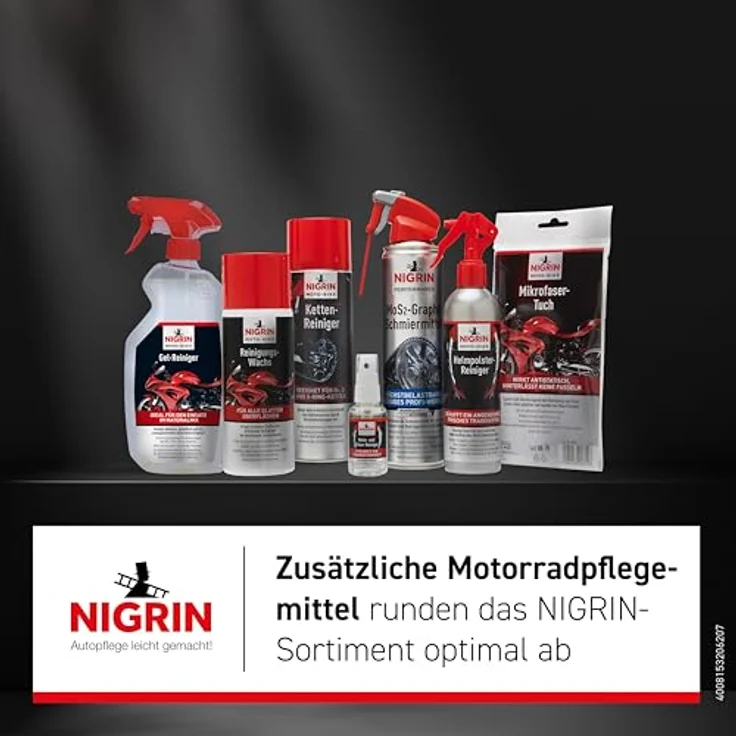 Nigrin Ketten-Sprühfett 'Moto-Bike Dry Lube', transparent, 400 ml, hohe Schleuderfestigkeit, geeignet für O-, Z- und X-Ring-Ketten – Bild 8