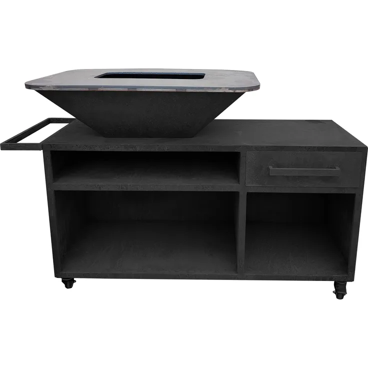 Purline Efp56Rect Holzkohlegrill mit Schrank und Grillplatte aus Stahl, großer Grill mit einzigartigem Design, schwarz