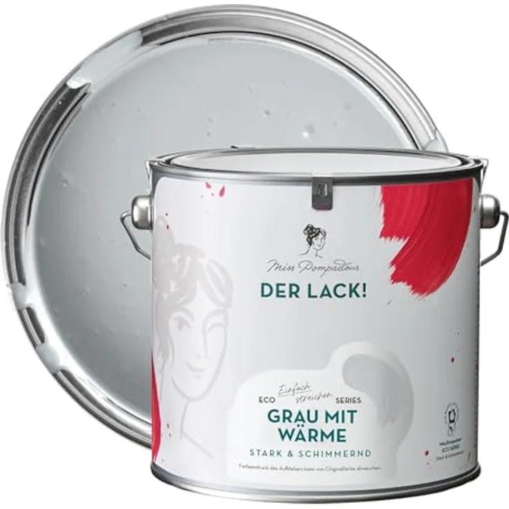 MissPompadour Holzfarbe Grau mit Wärme, 2,5L seidenmatte Möbelfarbe für Innen & Außen, witterungsbeständig, hohe Deckkraft, wasserbasiert – Bild 1