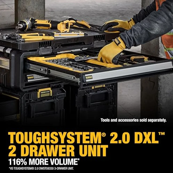 Dewalt ToughSystem dxl Modul mit zwei Schubladen, robuster Kunststoff-Korpus, kompatibel mit ToughSystem 1.0 und 2.0 – Bild 17