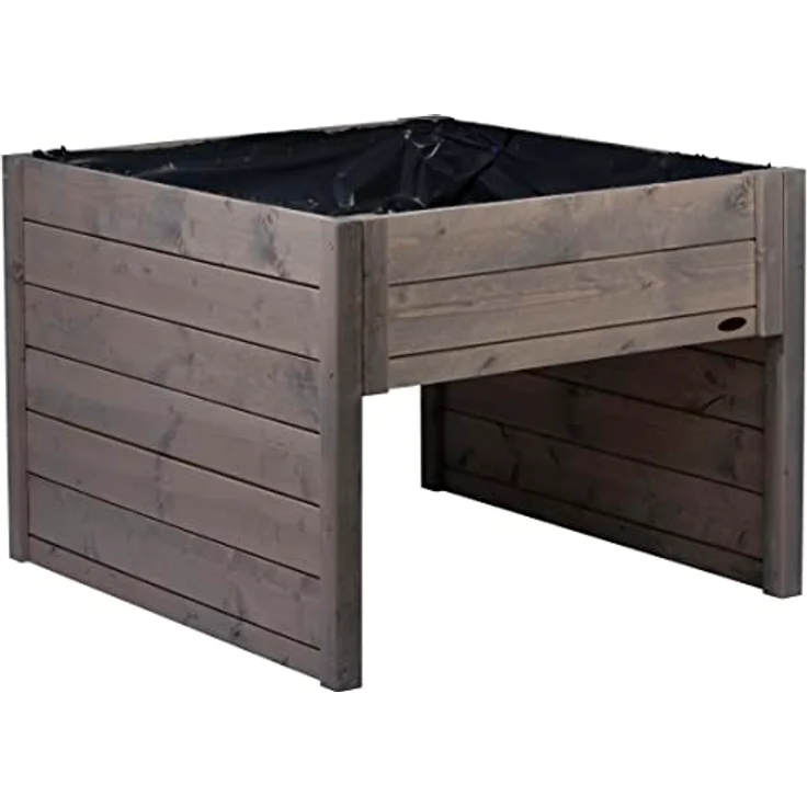 dobar® 56187e Mährobotergarage mit Pflanzkasten | Rasenroboter Unterstand Massivholz | Rasenmäher Garage | Automower Überdachung | Mähroboter Carport | 79 x 73 x 56 cm | Grau – Bild 2