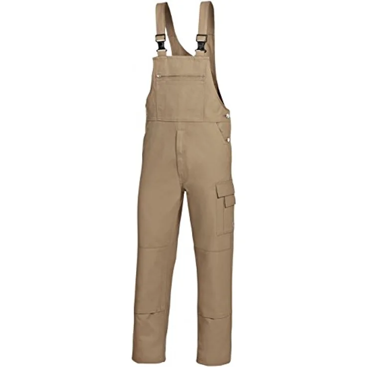 BP Workwear Basic 1482-060-44 Latzhose - Stoffhosenträger mit Gummieinsatz - Taschen für Knieschoner - Reine Baumwolle - Normale Passform - Größe: 56 - Farbe: sand