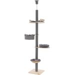 COSTWAY Kratzbaum, 5-stöckig, mit Hängematte & Korb & Bett, 236-271cm, Grau & Natur