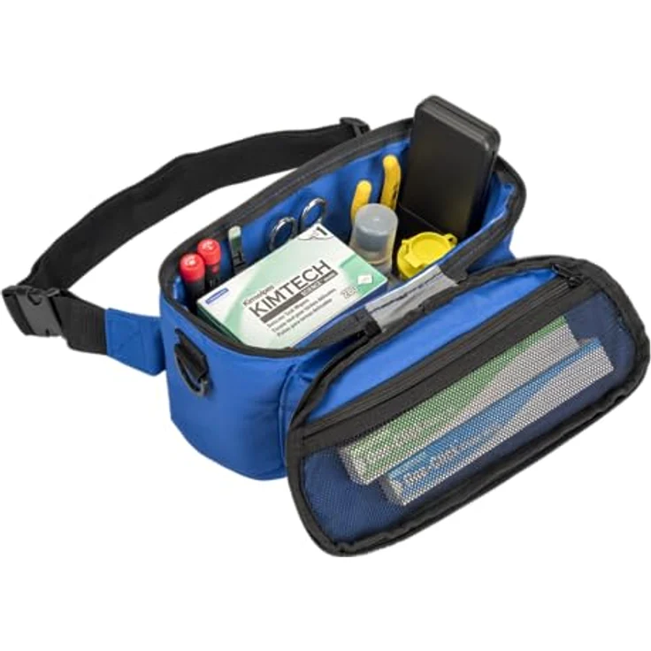Metz Connect NETCOM 150800200-E Kabelwerkzeugsatz, inkl. praktischem Hüftgurt, Pinzette und Reinigungstüchern, Blau – Bild 2
