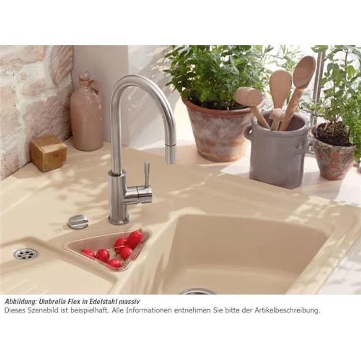 Villeroy & Boch Küchenarmatur 925400LC, Edelstahl massiv mit Ausziehbrause und keramischen Dichtungen, 360° Schwenkbereich – Bild 2