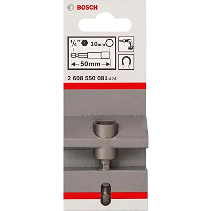 Bosch Professional Steckschlüssel 1/4", 10mm mit integriertem Dauermagneten, 50 mm Länge – Bild 1