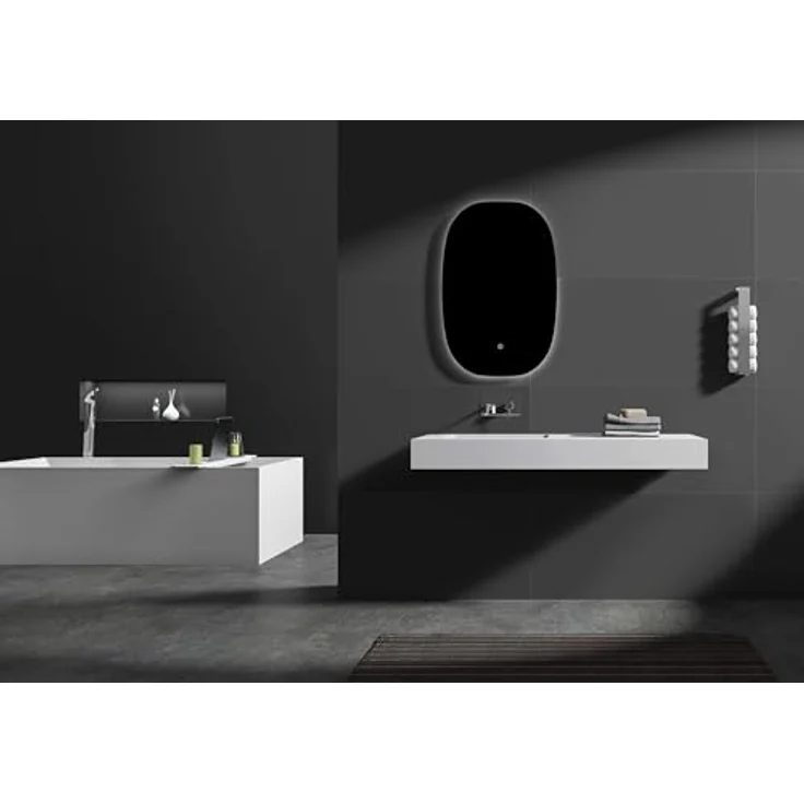 BERNSTEIN Wandwaschbecken BA8012 aus Mineralguss 121 x 45 x 12 cm Weiß matt - mit optionaler Metallkonsole – Bild 2