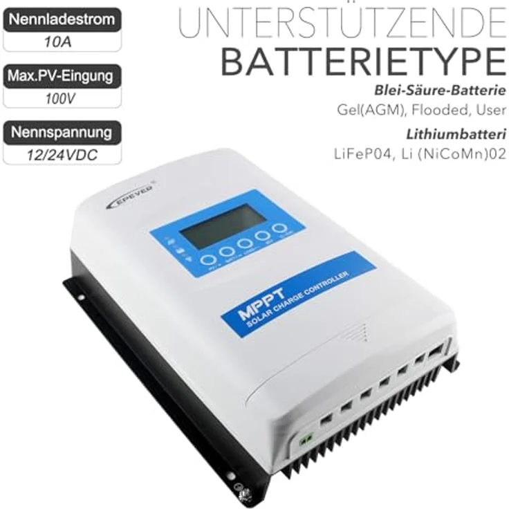 EPEVER MPPT XTRA-N XTRA1210N SolarLaderegler Laderegler 10A, 12/24VDC, PV 100V, XDS2 Display, verbessertes Design, 20-30% mehr Leistung, Lithiumbatterieeinstellung über LCD, IP30-Schutz – Bild 4