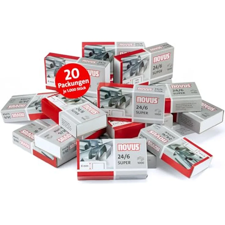 Novus Tools HK24/620000 Heftklammern, Standardheftklammern mit 6 mm Schenkellänge für Papierstapel bis 30 Blatt – Bild 1