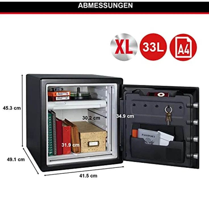 MASTER LOCK Tresor [Feuer- und Wasserfest] [33,6 L] [elektronische Kombination] LFW123FTC Für Ausweise, A4-Dokumente, Laptop, Schmuck – Bild 6