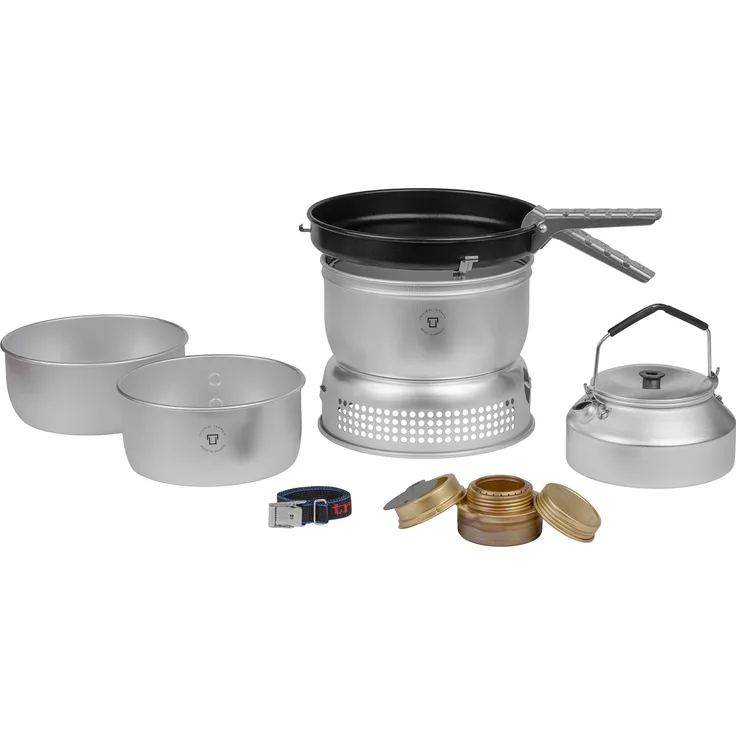 Trangia Campingkocher Serie 25, Gaskocher Set für 3-4 Personen mit Aluminium-Töpfen und Antihaft-Bratpfanne