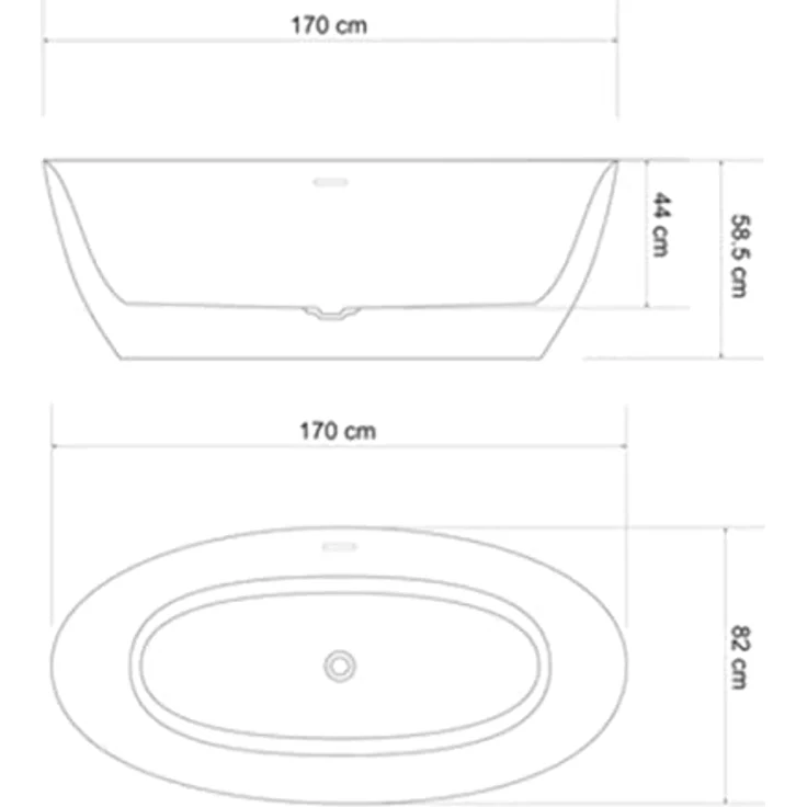 Sanotechnik Badewanne Miami, freistehende Acrylbadewanne mit Schürzen, Fußgestell und Ab- und Überlaufgarnitur, 170 x 82 x 58,5 cm – Bild 2