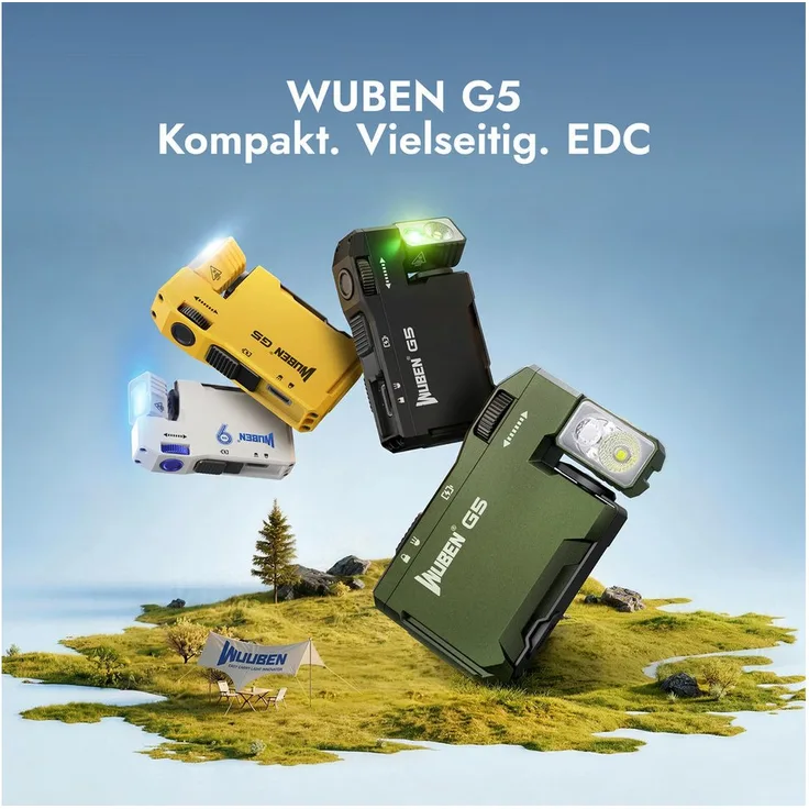 Wuben G5 LED Taschenlampe, 400 Lumen, RGB, aufladbar, wasserdicht, drehbarer Lampenkopf, integrierter Magnetfuß
