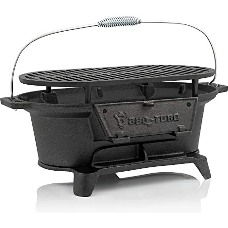 BBQ-Toro Gusseisen Grilltopf mit Grillrost | 50 x 25 x 23 cm | Hibachi Style Holzkohle Campinggrill