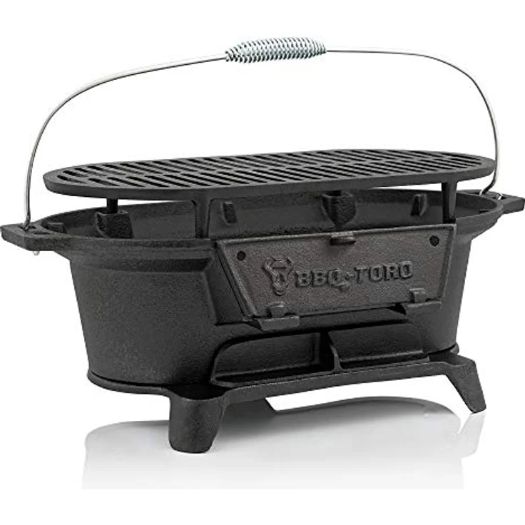 BBQ-Toro Gusseisen Grilltopf mit Grillrost | 50 x 25 x 23 cm | Hibachi Style Holzkohle Campinggrill – Bild 1