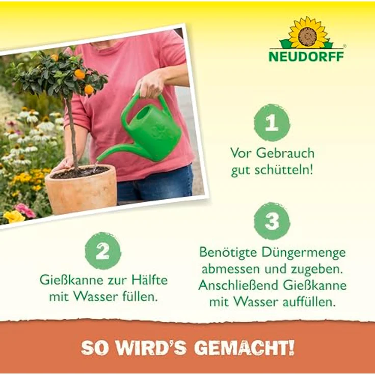 Neudorff Azet Zitrusdünger, Flüssigdünger 1L für Zitruspflanzen mit Extra Eisen, 100% natürlich und vegan – Bild 5