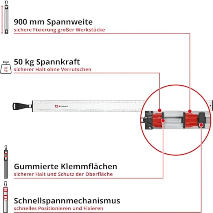 Einhell Universal-Sägeschiene, Führungsschiene mit hoher Spannkraft und Schnellspannmechanismus, Aluminiumprofil – Bild 2