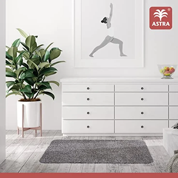 ASTRA waschbare Fußabtreter Baumwolle – saugstarke Fußmatte Entra – rutschfeste Matte – (75 x 130 cm – anthrazit) - Preisvergleich – Bild 2