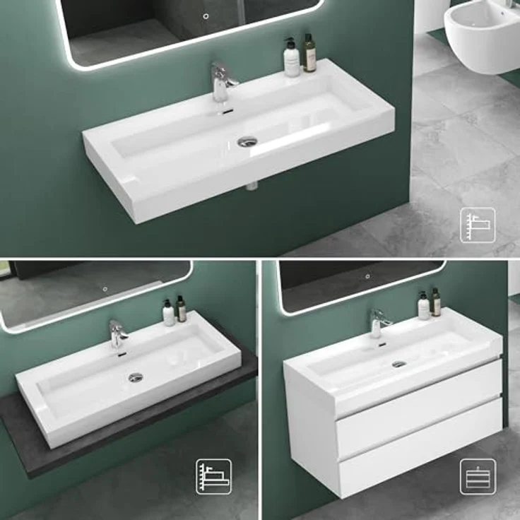 Mai & Mai Aufsatzwaschbecken Col18 mineralguss gussmarmor - Hochwertiges Qualitätsprodukt, Edel und Modern  – Bild 4