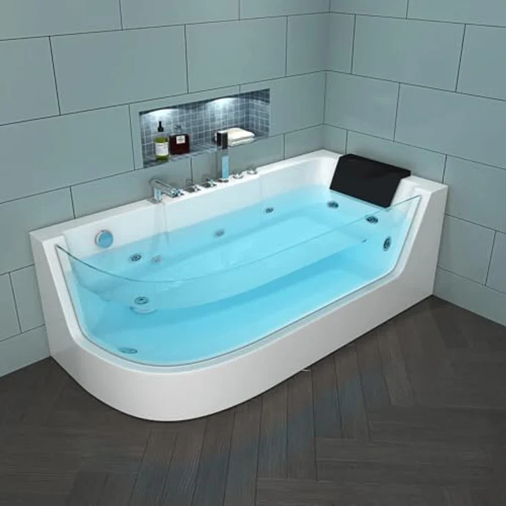 HOME DELUXE Badewanne Whirlpool CARICA, 170 x 80 cm, mit 4 einstellbaren Düsen und LED-Farblichttherapie, strahlendes Weiß – Bild 3