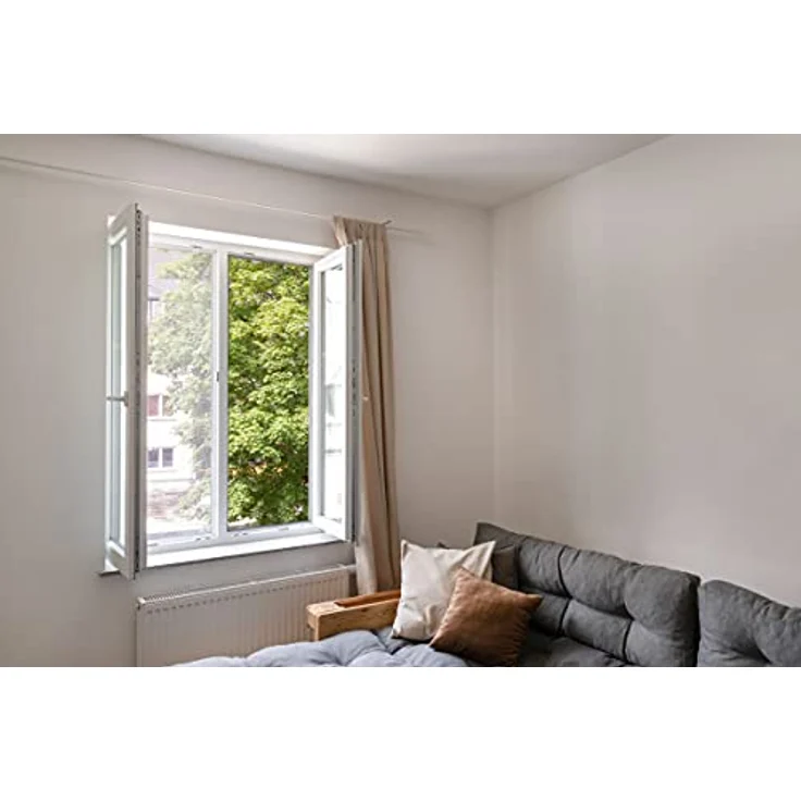 Schellenberg 51003 Fliegengitter für Fenster ELASTIC für Fensterflügel mit hervorstehenden Elementen, Maße 130 x 150 cm, Montage ohne Bohren, inkl. Befestigungsband – Bild 3
