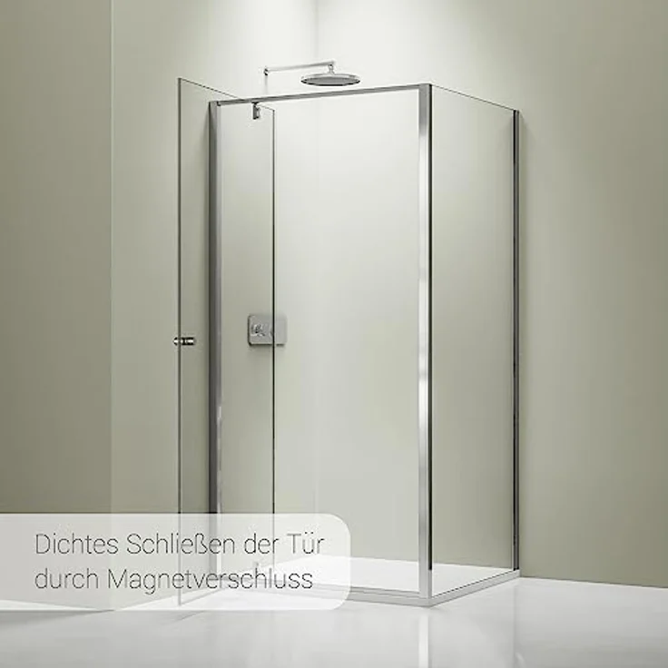 BERNSTEIN NT604 FLEX Eckdusche 80x80cm, Duschabtrennung mit Drehtür, 6 mm Nano Echtglas, Profilfarbe Chrom, Höhe 195 cm – Bild 3
