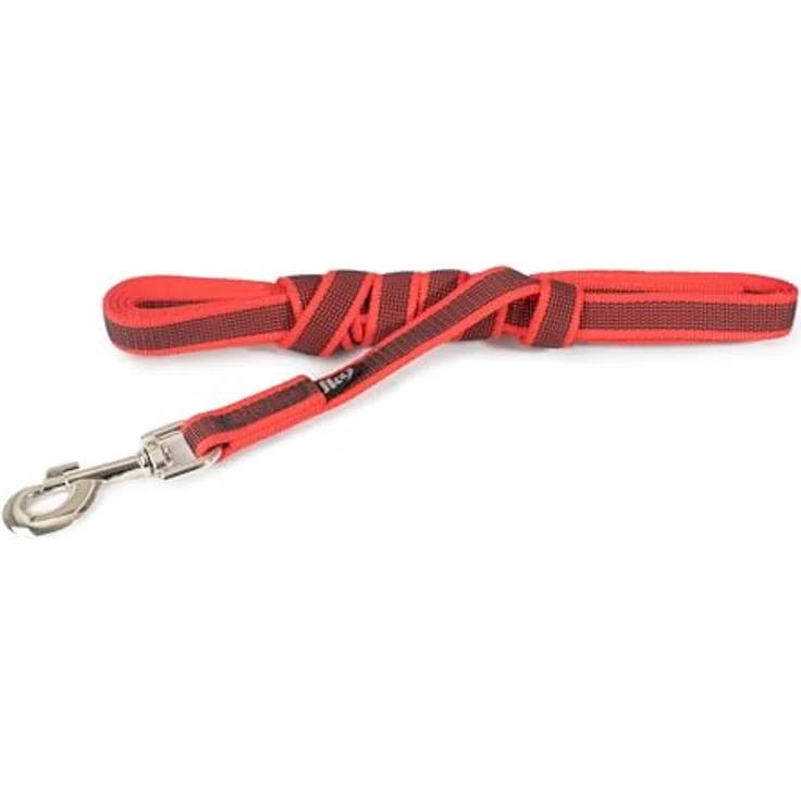 JULIUS K-9 IDC Color & Gray gumierte Leine, 20 mm x 3 m ohne Schlaufe, strapazierfähiger Textilstoff, Rot-Grau – Bild 2